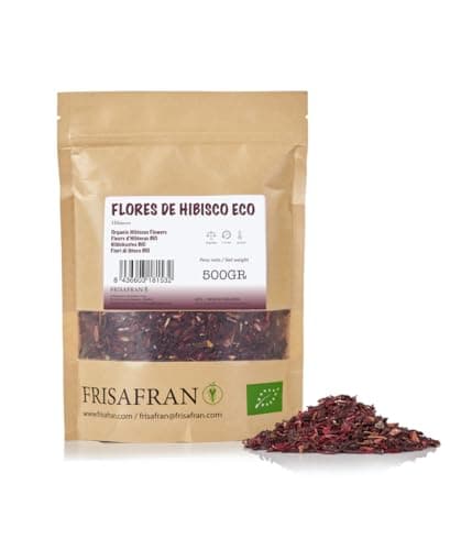 FRISAFRAN | Fiori di Ibisco Bio 500g | puro | naturale | tisane a freddo | essiccato | Fiore della Giamaica | Tè all'ibisco aromatico | Acqua giamaicana | Detox | infusi | Karkade Infuso | Drenante
