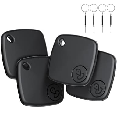 Air Tracker Tag 4 Pezzi, Smart Tracker Compatibile con Apple Dov'è (Solo iOS), Localizzatore con Cordino/Portachiavi, Trova Oggetti per Valigie/Chiavi/Bagagli/Portafogli, IP67, Batteria Sostituibile