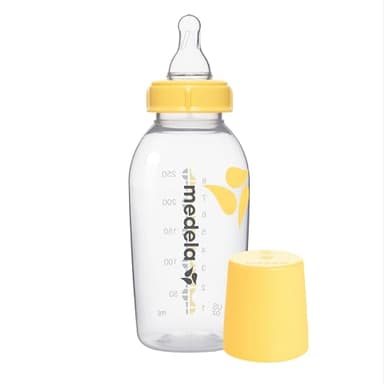 Medela Tettarella per Latte Materno a Flusso Medio con Biberon da 250 ml senza BPA, Supporta il Naturale Comportamento di Suzione del Bambino, Inclusa Bottiglia per Congelatore e Frigorifero