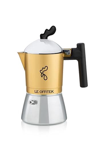 Le Offitek Orziera ORZE'TEK 2 TZ, Induzione, Alta qualità, Manico ergonomico, Valvola Anticalcare, Piastrina Filtro Acciaio Stirato
