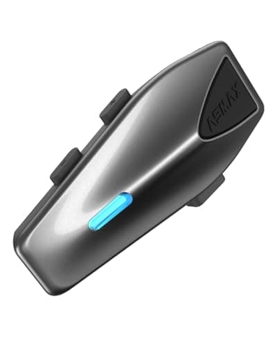 ASMAX S1 Interfono Moto, Comunicazione Bluetooth con Controllo Vocale, Interfono Mesh per 8 Piloti con radio FM, Ricarica Rapida/Universale/Cancellazione del Rumore/IPX7 Per motoslitte, sci e ATV