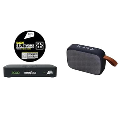 DIGIQUEST Decoder Combo Tivùsat Maximo | DVB-S2 e DVB-T2 |Telecomando 2 in 1 + DIGIQUEST Casse senza fili con Lettore mp3, Radio FM, Microfono, Slot micro SD, USB