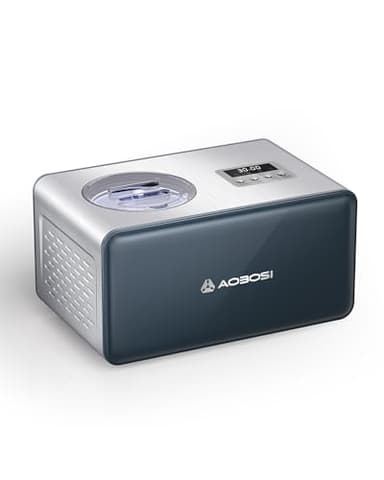 Aobosi 1.5L Gelatiera con 4 modalità, compressore incorporato, senza pre-congelamento, yogurt congelato, gelatiera autorefrigerante, display digitale LCD, timer, acciaio inossidabile