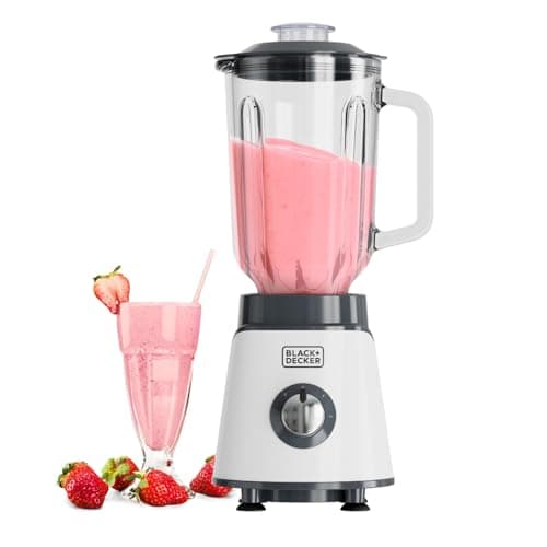 BLACK+DECKER - Frullatore potente BXJB1002E 1000W | Caraffa in Vetro 1,5L | Lame Inox 4 Fili | Funzione Tritaghiaccio | 2 Velocità + Pulse | Lavabile in Lavastoviglie | Sistema di Sicurezza