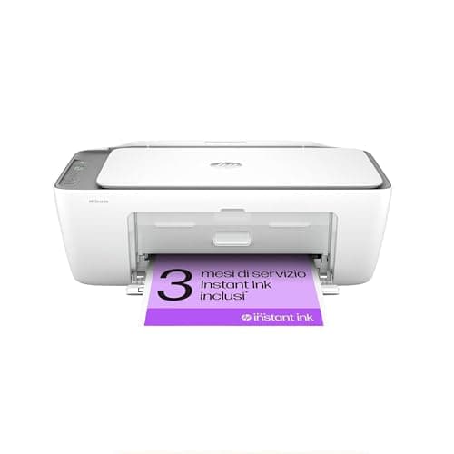 HP DeskJet 2820e 588K9B, Stampante Multifunzione a Getto d'Inchiostro A4 a Colori, Fronte e Retro Manuale, 7,5 ppm, Wi-Fi, HP Smart, 3 Mesi di Inchiostro Instant Ink Inclusi, Bianca