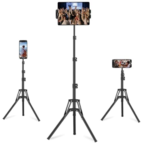 Karoten Supporto Treppiede Tablet,Supporto iPad Fino a 160cm/65 Pollici,Supporto iPad Treppiede Regolabile a 360° per iPad Pro,iPad Mini,Samsung Galaxy Tab (Tutti i 4.7-13.5 Pollici) Supporto Tablet