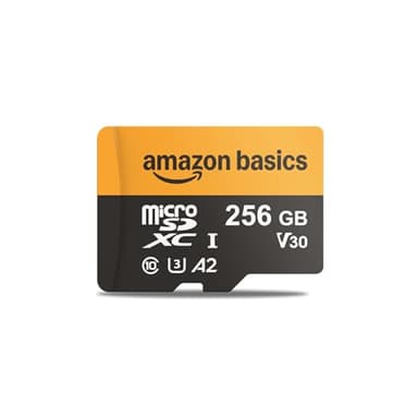 Amazon Basics Scheda Micro SD da 256 GB con adattatore per lettore, velocità fino a 200 MB/s, nero, 1 pezzo