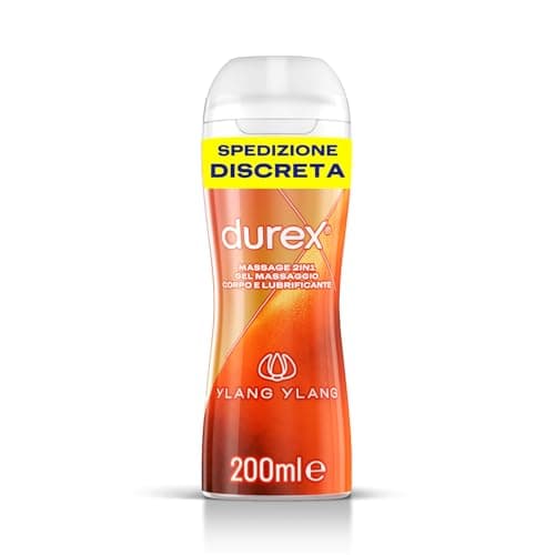 Durex Massage 2 in 1 Ylang Ylang, Lubrificante Sessuale Intimo, Adatto anche per Rapporti Intimi e Massaggi, Gel Lubrificante a Base d'Acqua, Formato Convenienza, 200 ml