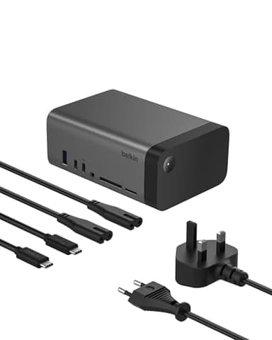 Belkin Hub USB-C, Dock 11 in 1 GaN USB-C da 150 W Pro, docking station multiporta, porte USB-C, USB-A, Ethernet, SD, MicroSD, 3,5 mm, porte HDMI 4K per 3 display - Compatibile con MacBook Pro e altri
