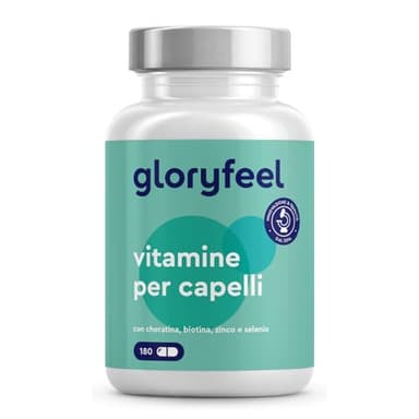 Integratore per Capelli, 3 Mesi di Scorta,180 Capsule, Cheratina, Biotina, Zinco & Selenio + Rame, Per Capelli Sani, per il Benessere di Pelle e Unghie, 100% Vegetariano, Senza Lattosio, Glutine