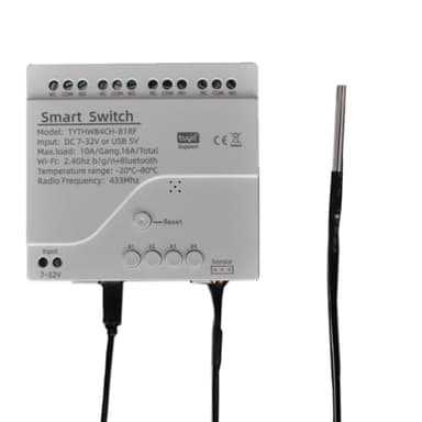 Interruttore di temperatura intelligente WiFi, modulo 4 canali Controller,Relè passivo a contatto pulito,Consumo energetico, Statistiche di potenza,per app Smart Life Funziona con Alexa Google