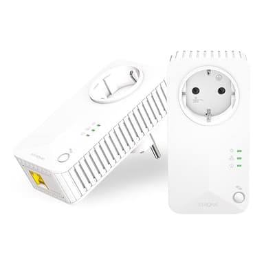 STRONG - Powerline 600 Duo EU - 2 Adattatori 600 Mbps - Accesso a Internet Veloce - Presa Passante Schuko - Portata di 300m - Per Tutti i Modem/Router - Ethernet - Installazione Facile - Bianco