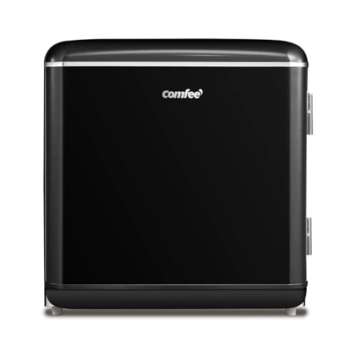 COMFEE' RCD50BL2EURT(E) Frigorifero piccolo 47Litri, Design retrò, Mini frigo tavolo mono porta, Termostato regolabile, Silenzioso, Adatto a casa, ufficio e hotel, Nero