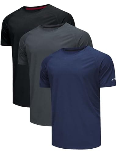 Confezione da 3 magliette sportive Magliette funzionali da uomo Maglietta da allenamento traspirante ad asciugatura rapida Maglietta da allenamento fitness Allenamento in corsa Bodybuilding