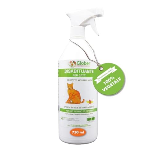 GLOBER Disabituante per Gatti Anti Urina - Spray 750ml - Made in Italy 100% Base Vegetale per Interni ed Esterni - Addestrativo Urine Stop Gatti - Dissuasore Gatti e Elimina i Cattivi Odori