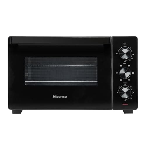 Hisense, HOM30M - Fornetto elettrico 30L, tre livelli di cottura, ventilato, girarrosto, comandi 3 manopole