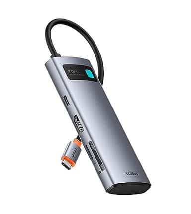 Baseus Hub USB C 7 in 1 Adattatore con HDMI 4K@60Hz, PD 100W, 3 USB-A 3.0 5Gbps, Lettore Schede SD/TF, Docking Station per Computer Portatili per MacBook/Surface Pro/iPad/Steam Deck/Rog Ally/Samsung