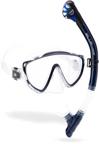 CRESSI Tino & Scilla Clear/Blue Navy - Combo Set Snorkeling Maschera Tino e Snorkel Scilla, Trasparente/Blu Navy, Taglia Unica, Adulti