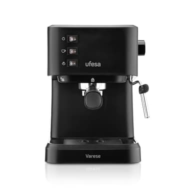 Ufesa Varese Macchina Caffè Espresso e Cappuccino, Pressione 20 BAR, 2 modalità: caffè macinato o dose singola, Vaporiera Regolabile, Serbatoio 1.5L, 1050W, Funzione Scaldatazze