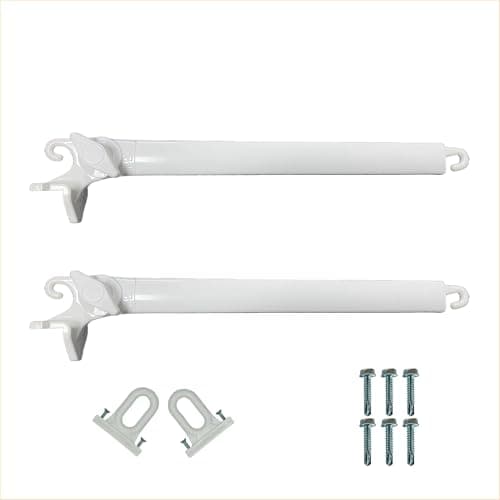 FRAMIG® Coppia braccetti in alluminio per tenda da sole a caduta con kit coppia di occhioli per terminale e viti autofilettanti. (1 - Bianco, Sporgenza 50 cm.)
