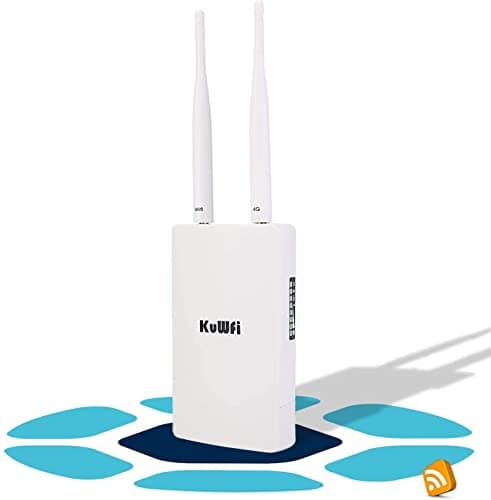 Router 4G LTE, KuWFi 150Mbps 3G 4G LTE Router CAT4 con Slot per schede SIM Funziona con Telecamera IP o Copertura WiFi Esterna con Antenna 2pcs Funziona con 3 (Tre) / Tim/Wind/Vodafone SIM Card