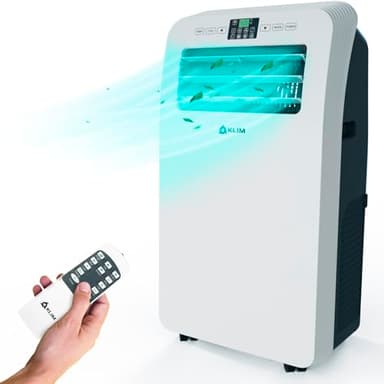 KLIM AC12000 | Condizionatore Mobile Potente e Silenzioso Da 12.000 BTU + 3-In-1 + NUOVO 2024 + Deumidificatore Integrato, Ventilatore e Modalità Raffreddamento + Telecomando + GARANZIA 5 ANNI