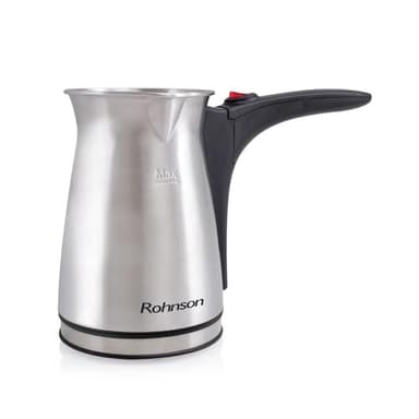 Rohnson Caffettiera Elettrica Turco 400ml - Caffè Greco e Turco, Funzione Anti-Trabocco, Ebollizione Rapida, Grande Capacità, Fino a 6 Tazze, Resistenza in Acciaio Inox, Controllo Temperatura, 800W