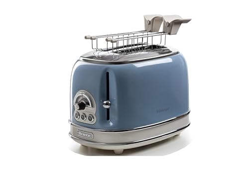 Ariete 155 Tostapane Vintage 2 fette di pane - con pinze - 6 livelli di tostatura - 810 Watt- Acciaio Inox - Linea Vintage - Celeste