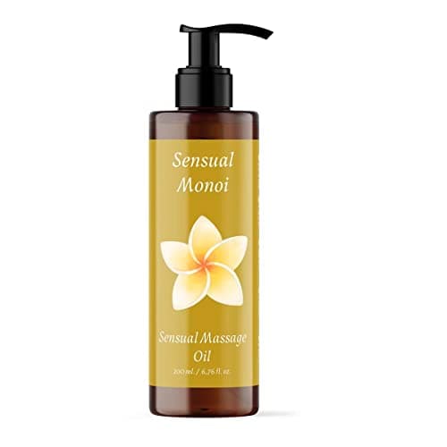 QKnatur - Olio da massaggio MONOI - 200ml - BIO - Con ingredienti naturali. Per massaggi corpo rilassanti. Aroma delicato di monoi