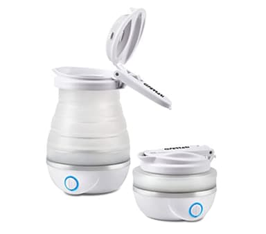 G3 Ferrari G10165 Bollitore Pieghevole in Silicone "Compà", Doppio voltaggio, 0,8 Litri, 750 Watt, Bianco