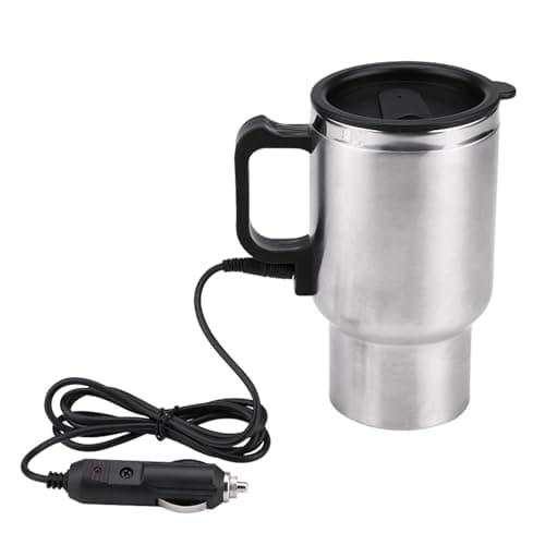 Nikou Tazza Riscaldante Per Auto Elettrica, Bollitore Elettrico, Bollitore da Viaggio, Tazza Riscaldante da Viaggio in Acciaio Inossidabile Per Auto Elettrica da 12 V 450 Ml