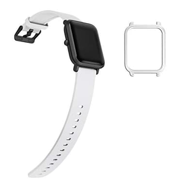 YHC Cinturino per Xiaomi Amazfit Bip/Bip Lite Cinturini,Braccialetto di Ricambio in Silicone Morbido con Guscio Protettivo (Bianca)