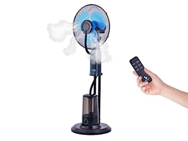 Beper VE.502 Ventilatore con nebulizzatore, Serbatoio 3L Acqua Nebulizzata, Timer Programmabile, 3 Velocità, 3 Modalità di ventilazione,75 W, ABS, Nero