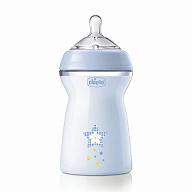 Chicco Natural Feeling Biberon Anticolica 6 Mesi + da 330 ml, Biberon con Tettarella in Silicone Morbida e Flessibile, Adatto per Allattamento Misto, Flusso veloce, 1 Pezzo, Colore Azzurro