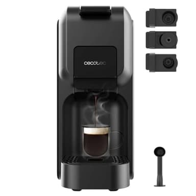 Cecotec Macchina per Caffé Espresso Freestyle Compact Nero. 1350W, Riscaldamento Thermoblock, Tecnologia Forcearoma 20Bars, 4in1. Adatta per Caffè Macinato, Dolce Gusto, Nespresso e K-Fee