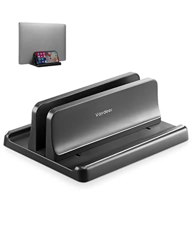VAYDEER Supporto Verticale Pc Portatile da Scrivania, 3 in 1, Salvaspazio Macbook, Notebook, Surface Pro, iPad e Altri Laptop - Nero