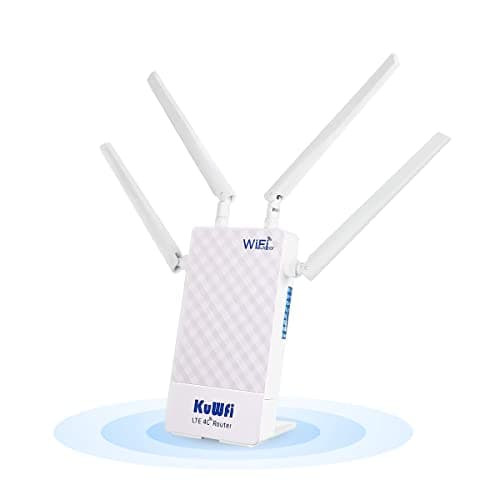 KuWFi Router 4G Con Sim, 150 Mbps/Wireless fino a 300Mbps Con Slot Per Scheda SIM Router 4G da Esterno Con Porte LAN/WAN, 4 Antenne Esterne Ad Alto Guadagno, Supporto10 Utenti