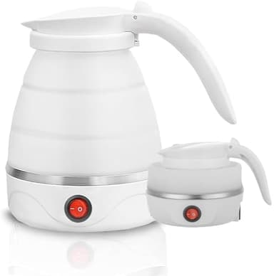 Gziztx Bollitore Elettrico Pieghevole 600ML Portatile Bollitore da Viaggio Piccolo Adatto per Cucina, Viaggi, Campeggio e Attività All'aperto(Bianco)