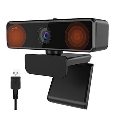 Nuroum V11 Webcam PC con Microfono, 2K Business Webcam Full HD 1080P/60fps, 90°Grandangolo/Copertura Privacy/Correzione di Luce, USB Plug&Play per Videochiamate Conferenze Laptop Skype/Zoom/FaceTime