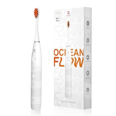 Oclean Flow Spazzolino Elettrico Sonico, Spazzolino da Denti Ricaricabile, 180 Giorni di Durata della Batteria, 5 Modalità, Spazzolino Elettrico Impermeabile IPX7, Testina Dupont, Timer 2 min(bianco)