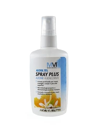 Spray Igienizzante per mani e superfici con vero profumo Made in Italy, 75% Alcool etilico denaturato idratato disinfettante, fiori e frutti, ml. 110
