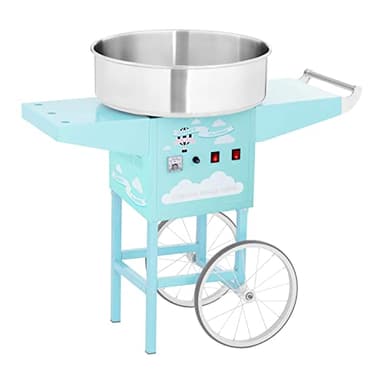 Royal Catering Candy Floss Maker Macchina per Zucchero Filato con Carrello RCZK-1200-BG (52 cm, 1.200 W, in Acciaio Inox, Misurino incluso, 1 porzione in 30-60 s, Turchese)