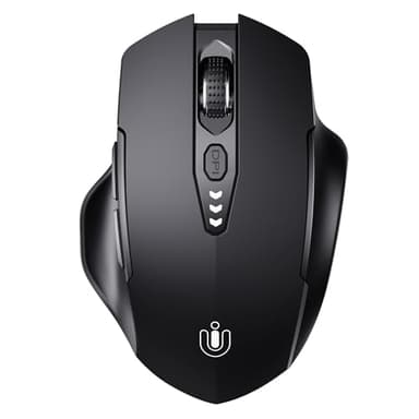 Uineer mouse wireless, [Aggiornato] mouse bluetooth multi-dispositivo, Livello batteria visibile, Tri-mode (BT 5.0/4.0+2.4G Hz) Mouse ergonomico ricaricabile, 4 DPI regolabili, mouse senza fili, nero