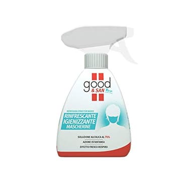 Good & San Mask, Detergente Trigger, Spray Igienizzante Rinfrescante Mascherine, Disinfettante per Mascherina, Contiene Alcool al 75%, Rosso, Profumo Di Menta, 250 Millilitri