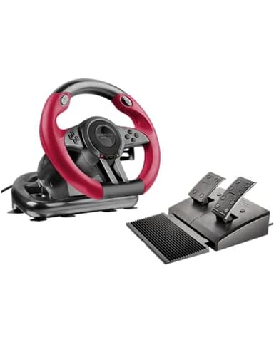 Speedlink TRAILBLAZER Racing Wheel - Volante da gioco per PS3/PS4, Xbox Series X/ S /One e PC, paletta del cambio e leva del cambio, pedali regolabili, nero-rosso