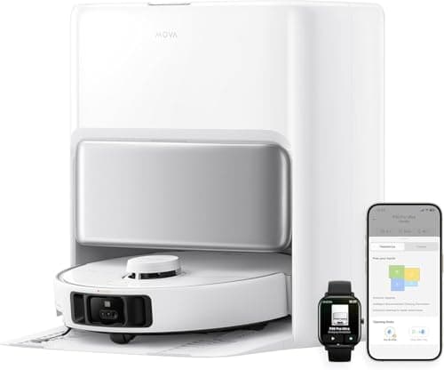 Mova Robot aspirapolvere P50 Pro Ultra con mocio flessibile, aspirazione 19.000 Pa, spazzola anti-groviglio, svuotamento e pulizia automatica, superamento ostacoli, controllo vocale, video e app