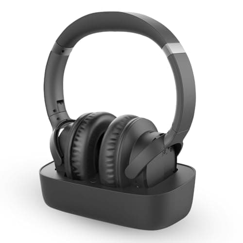 Avantree Ensemble - Cuffie TV Wireless Compatibili Con Televisione Con Uscite Audio Ottiche, AUX O Bluetooth - Auricolari Comode Per Anziani Con Base Di Ricarica E Trasmettitore, 35 Ore Di Autonomia