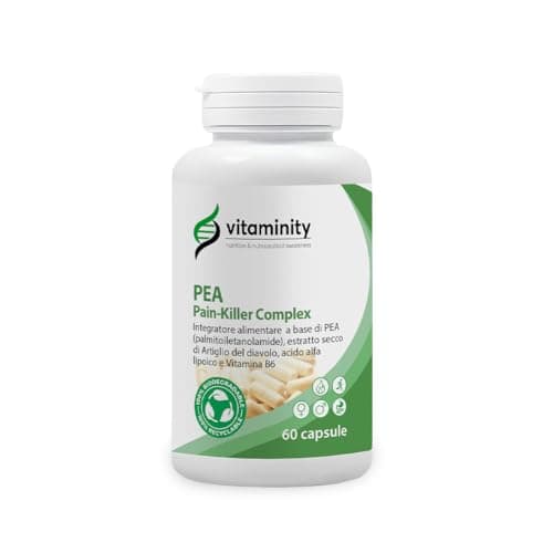 Vitaminity PEA Complex - Pea Integratore, Integratore per Infiammazioni Muscolari di Nervi, Muscoli e Articolazioni Naturale, Forte Azione Antinfiammatoria, e Anti-dolorifica - 60 capsule