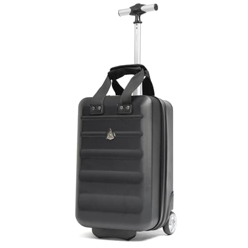 Aerolite 40x20x25cm Misure Ryanair Massimo Valigia Da Cabina Rigida Leggera e Ecologica, Bagaglio a mano 40x20x25 Sotto Sedile di 2 Ruote e Lucchetto TSA Integrato, Nero