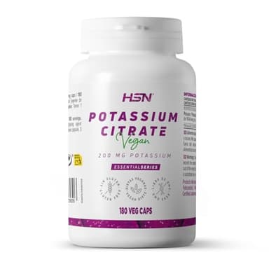 HSN Citrato di Potassio 1664mg (600mg di Potassio Elementare) per dose giornaliera | 180 Capsule Vegetali | Il potassio contribuisce al normale funzionamento del sistema nervoso